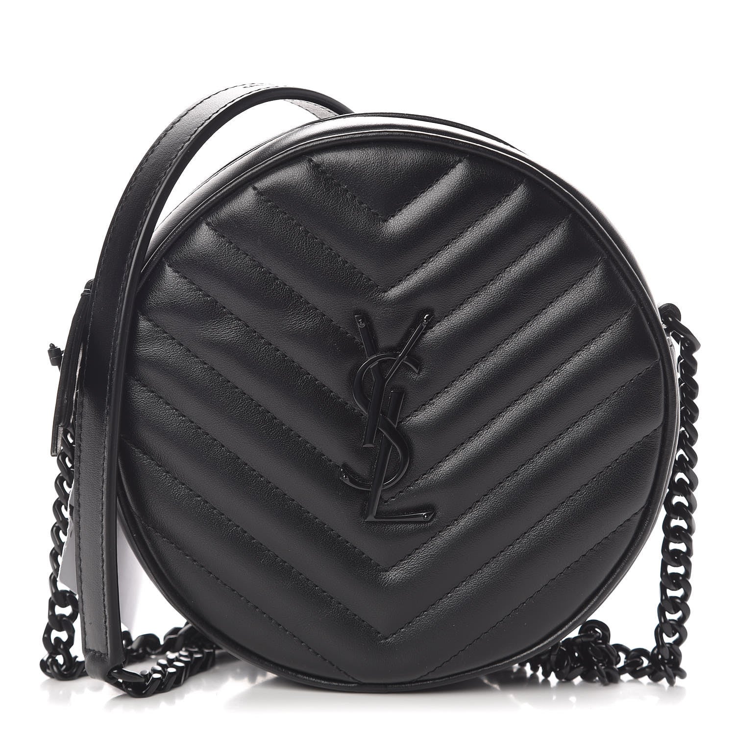 Saint Laurent Calfskin Matelasse Chevron Round Vinyle Camera Bag Black 1 of 9