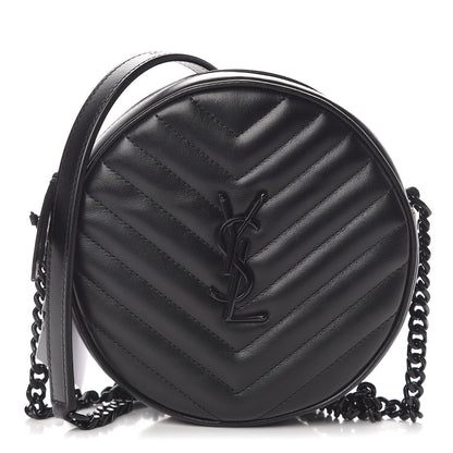 Saint Laurent Calfskin Matelasse Chevron Round Vinyle Camera Bag Black 1 of 9