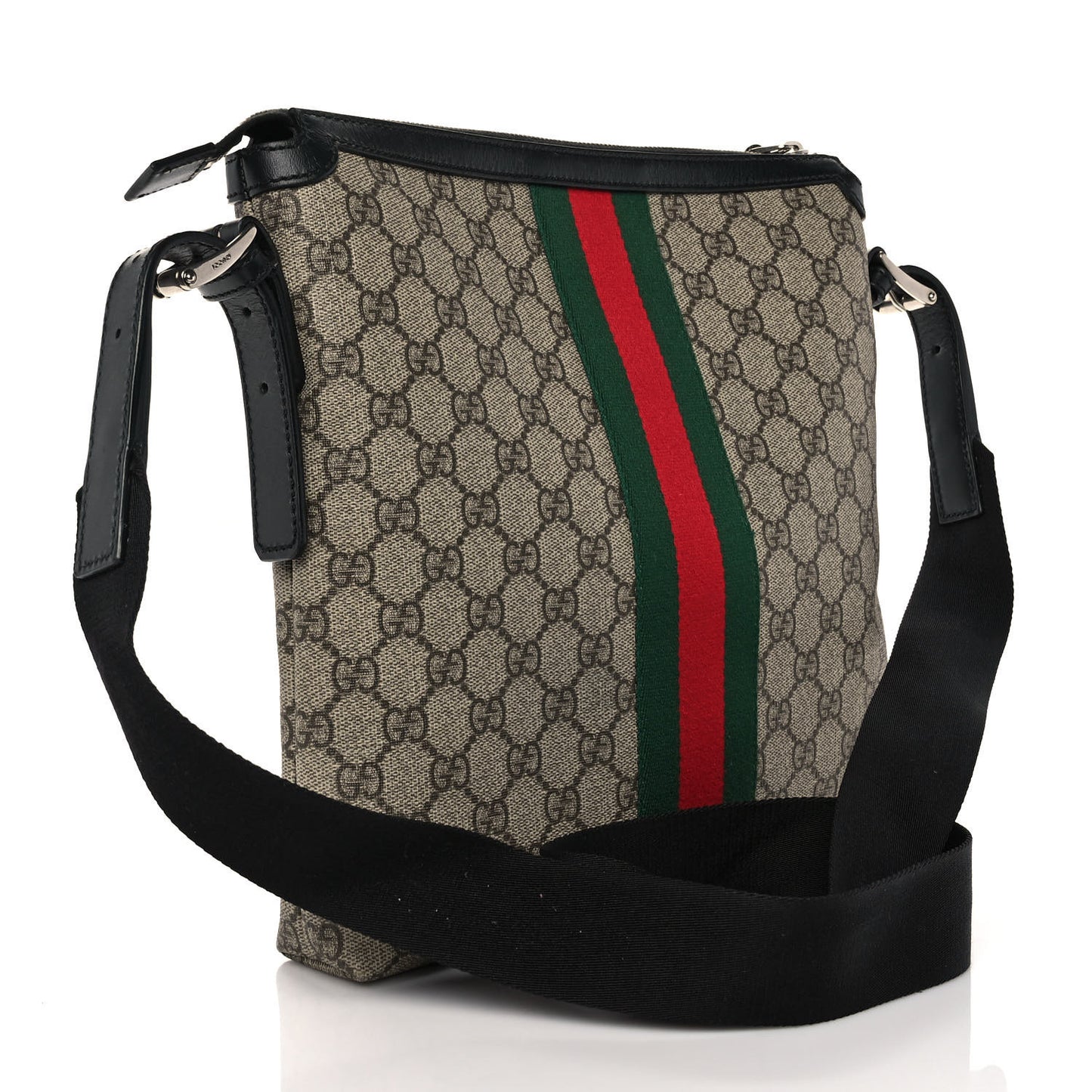 GG Supreme Monogram Web Messenger Bag Black