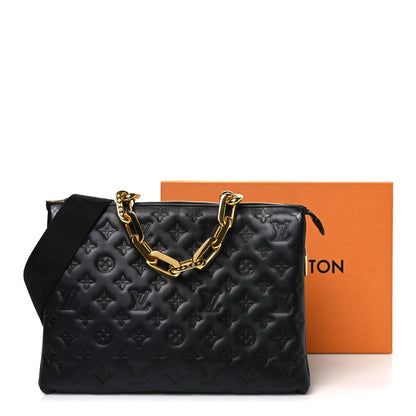 Louis Vuitton Lambskin Embossed Monogram Coussin MM Black 9 of 9