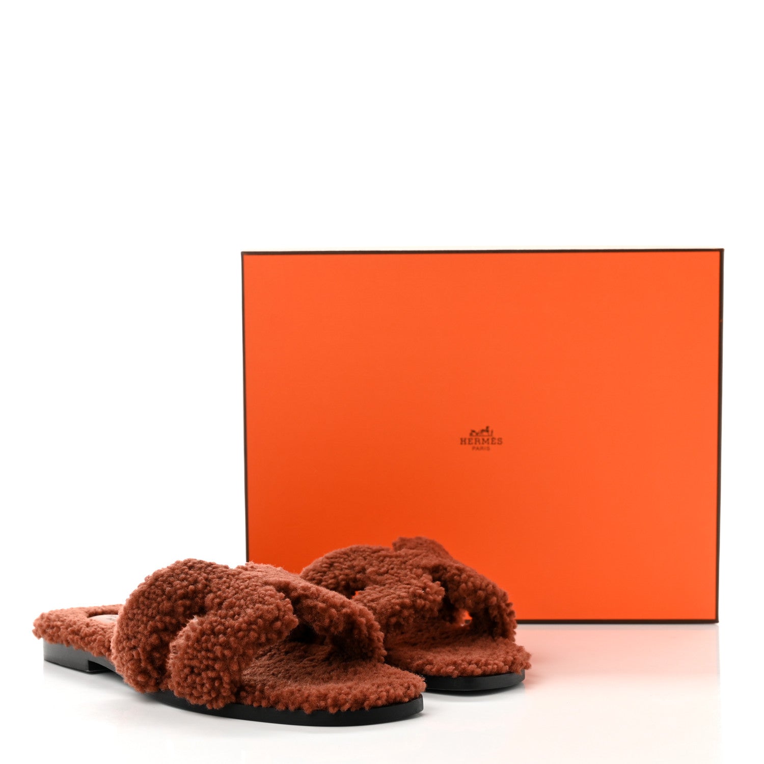 Hermes Woolskin Oran Sandals 38.5 Cognac 8 of 8