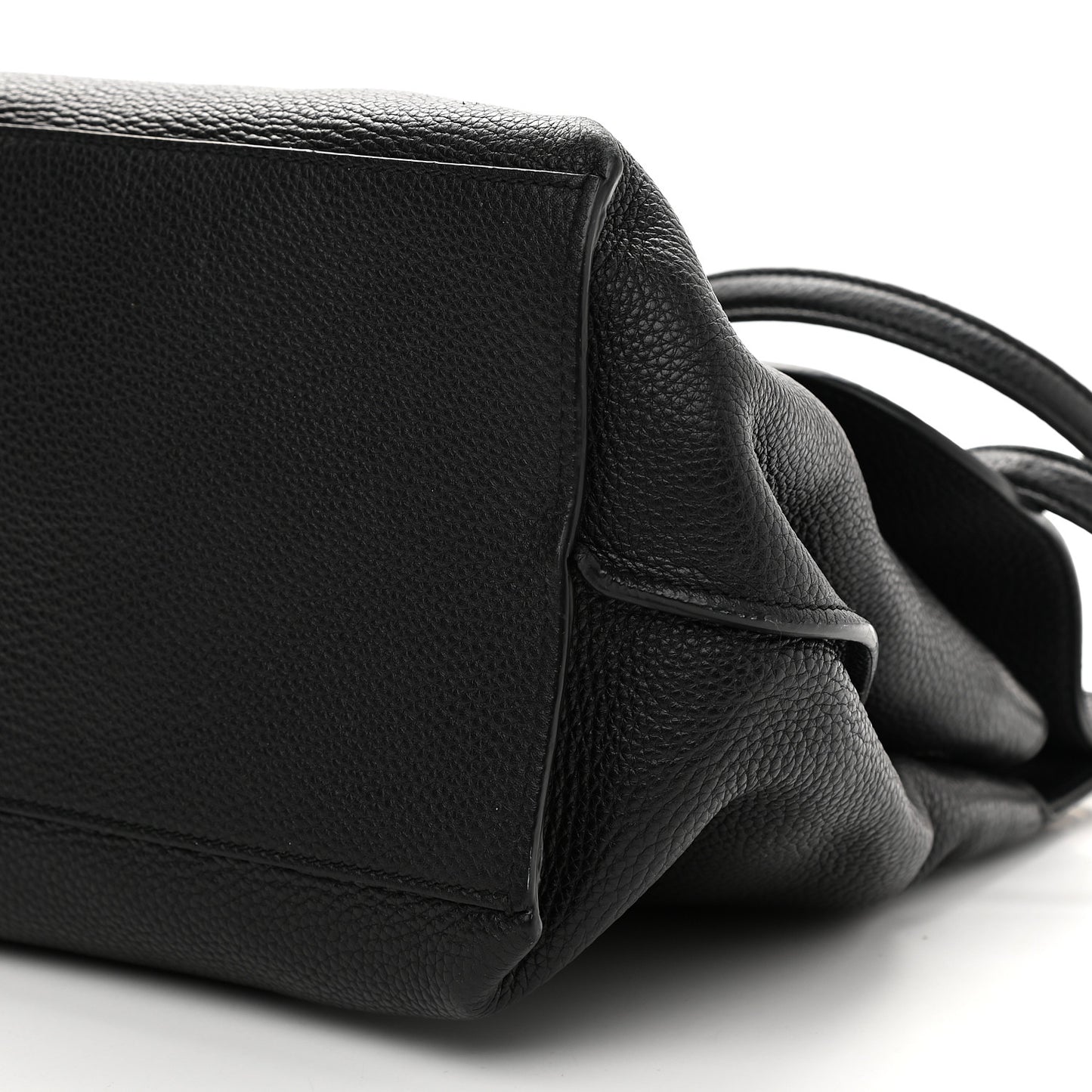 Pebbled Calfskin Large Bamboo Daily Top Handle Bag Black