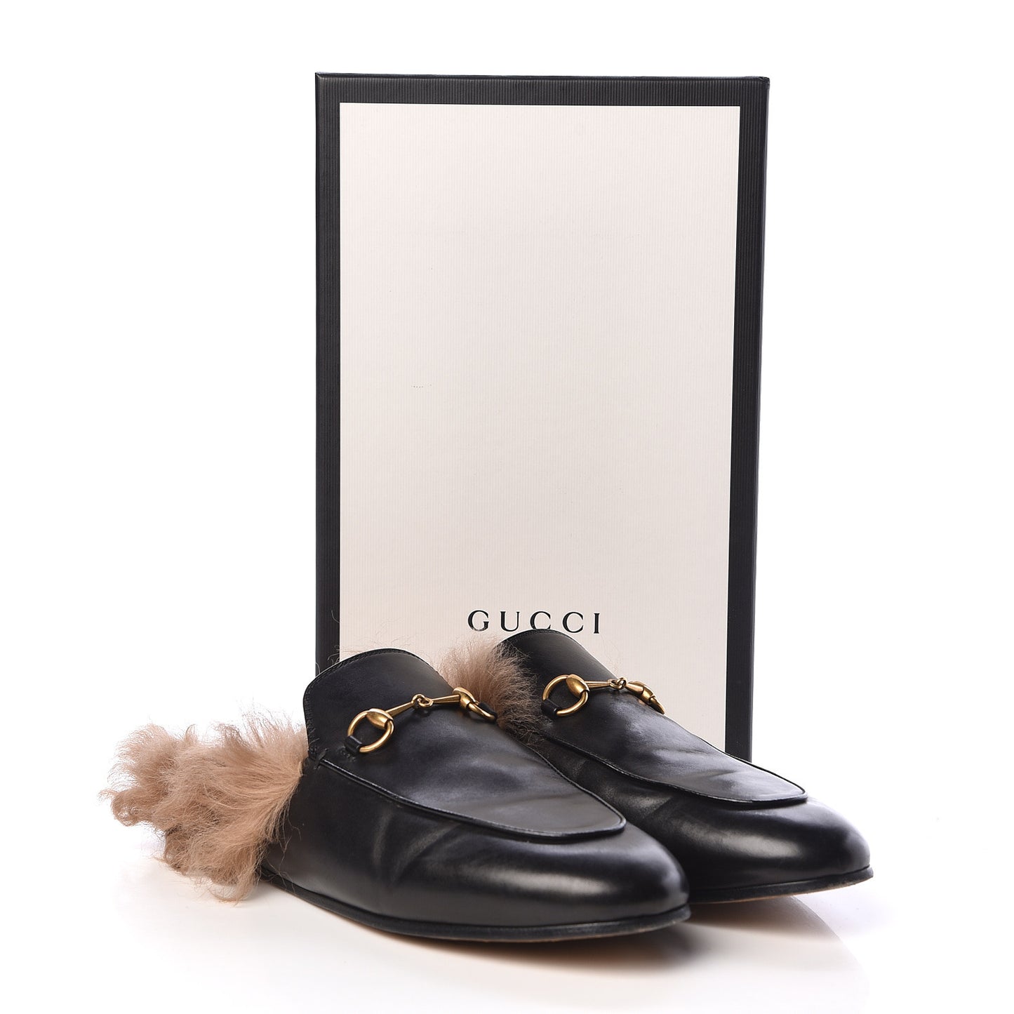 Calfskin Fur Womens Princetown Slippers 41 Black