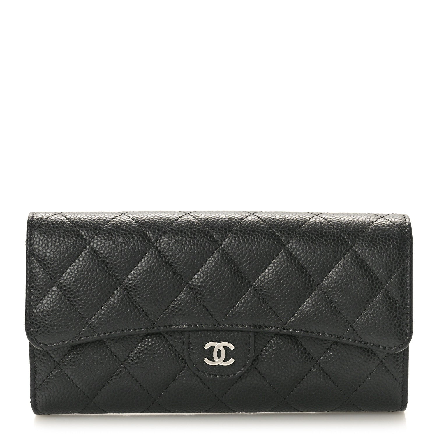 Chanel Caviar Quilted Large Gusset Flap Wallet Black 1 of 9
