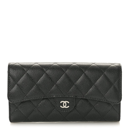 Chanel Caviar Quilted Large Gusset Flap Wallet Black 1 of 9