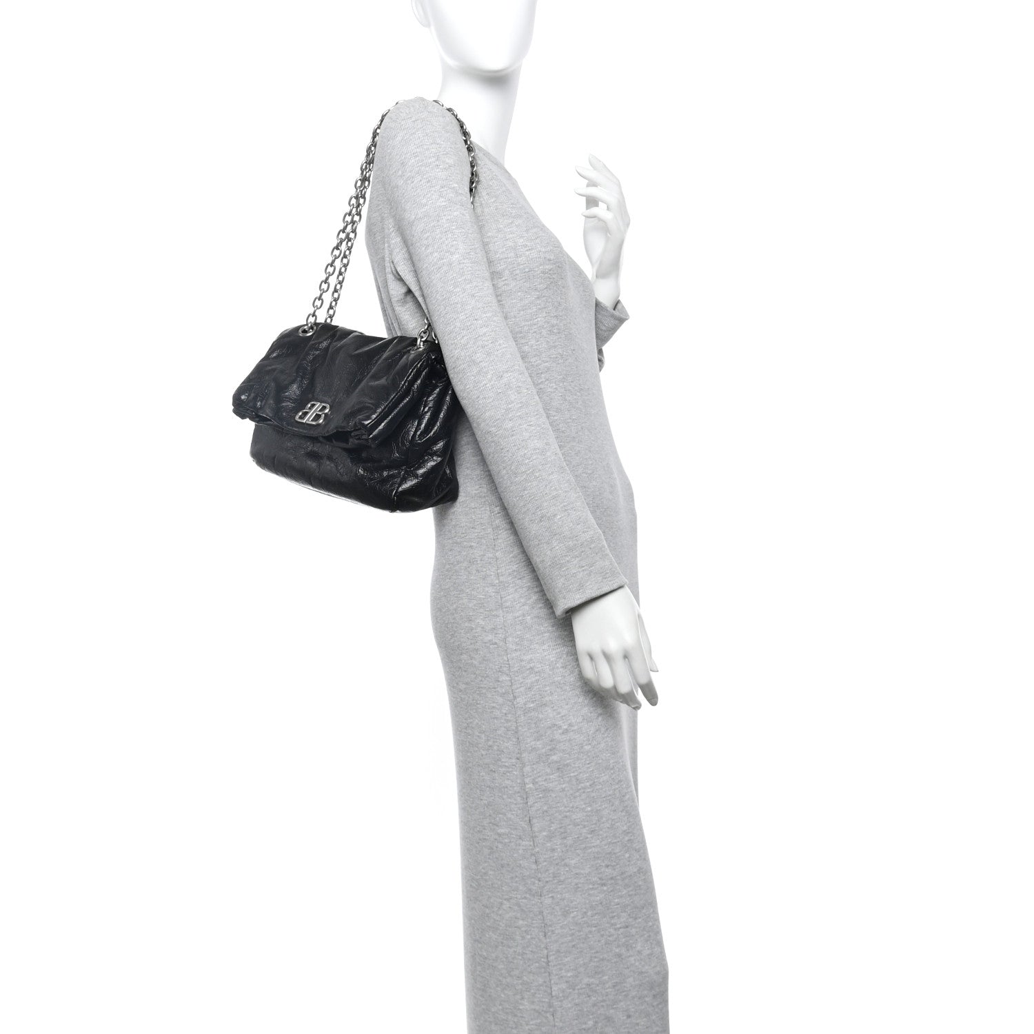 Balenciaga Arena Calfskin Small Monaco Chain Shoulder Bag Black 2 of 10