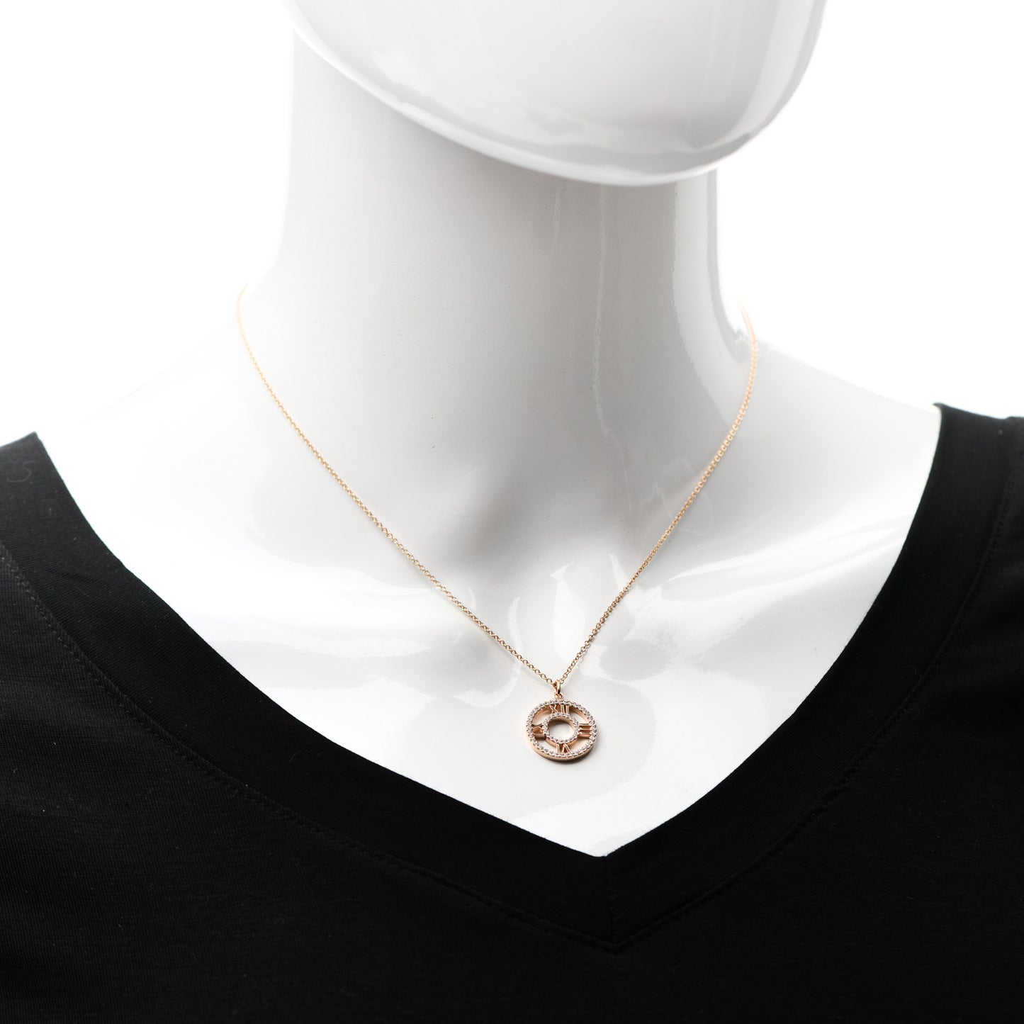 18K Rose Gold Diamond Small Atlas Open Pave Pendant Necklace