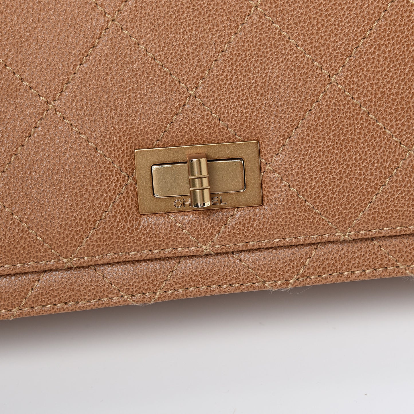 Calfskin Stitched Mademoiselle Flap Brown