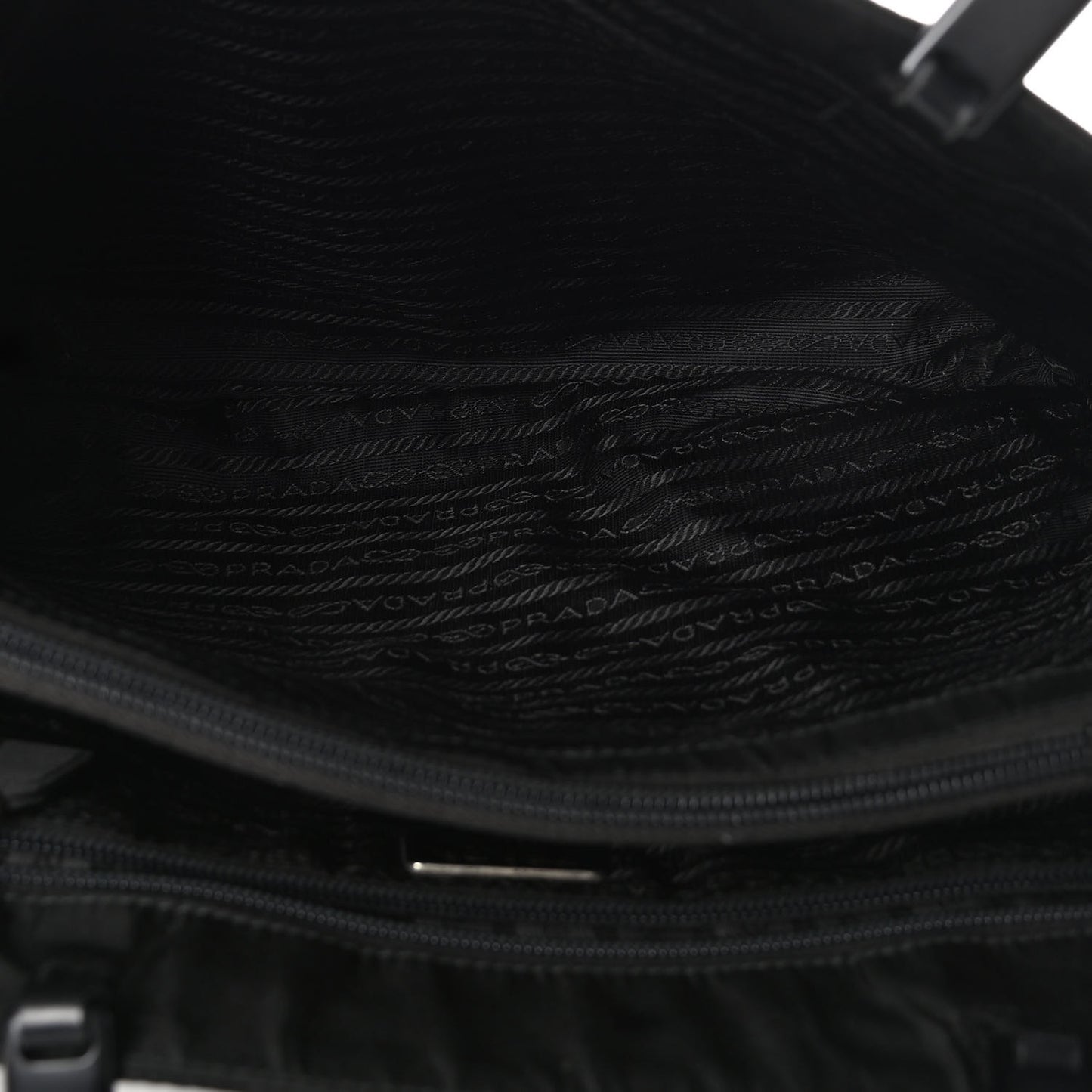 Tessuto Nylon Calfskin Chain Tote Black