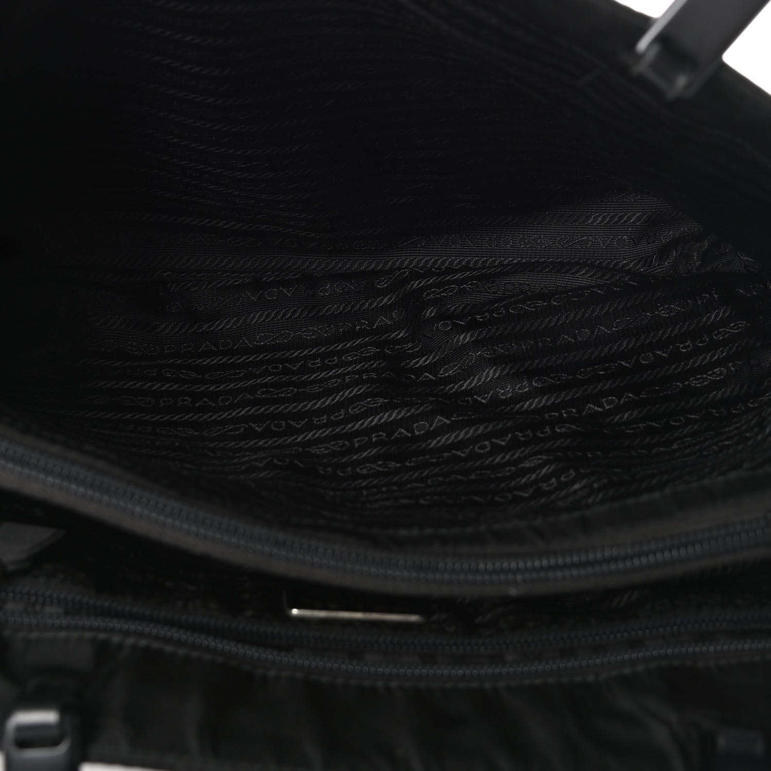 Prada Tessuto Nylon Calfskin Chain Tote Black 4 of 5