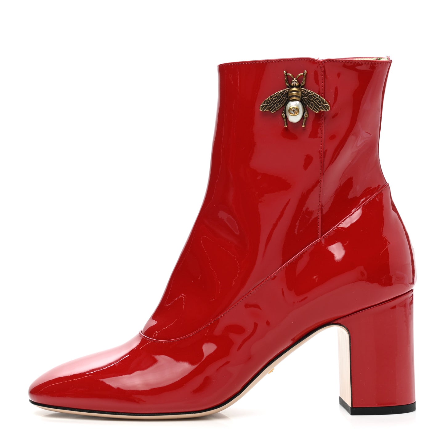 Patent Calfskin GG Lois Bee Ankle Booties 40.5 Red