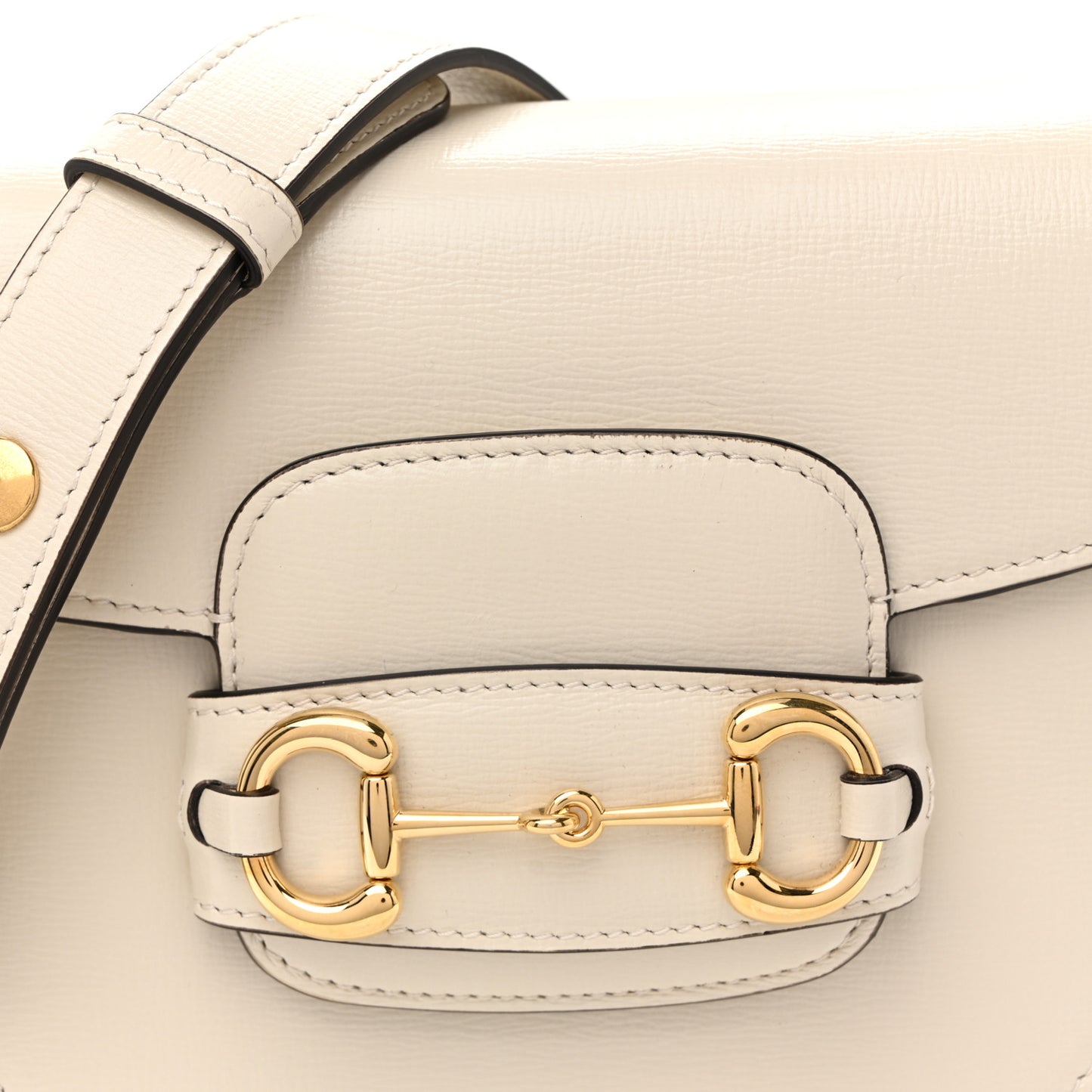 Azalea Calfskin Mini Horsebit 1955 Rounded Shoulder Bag Mystic White