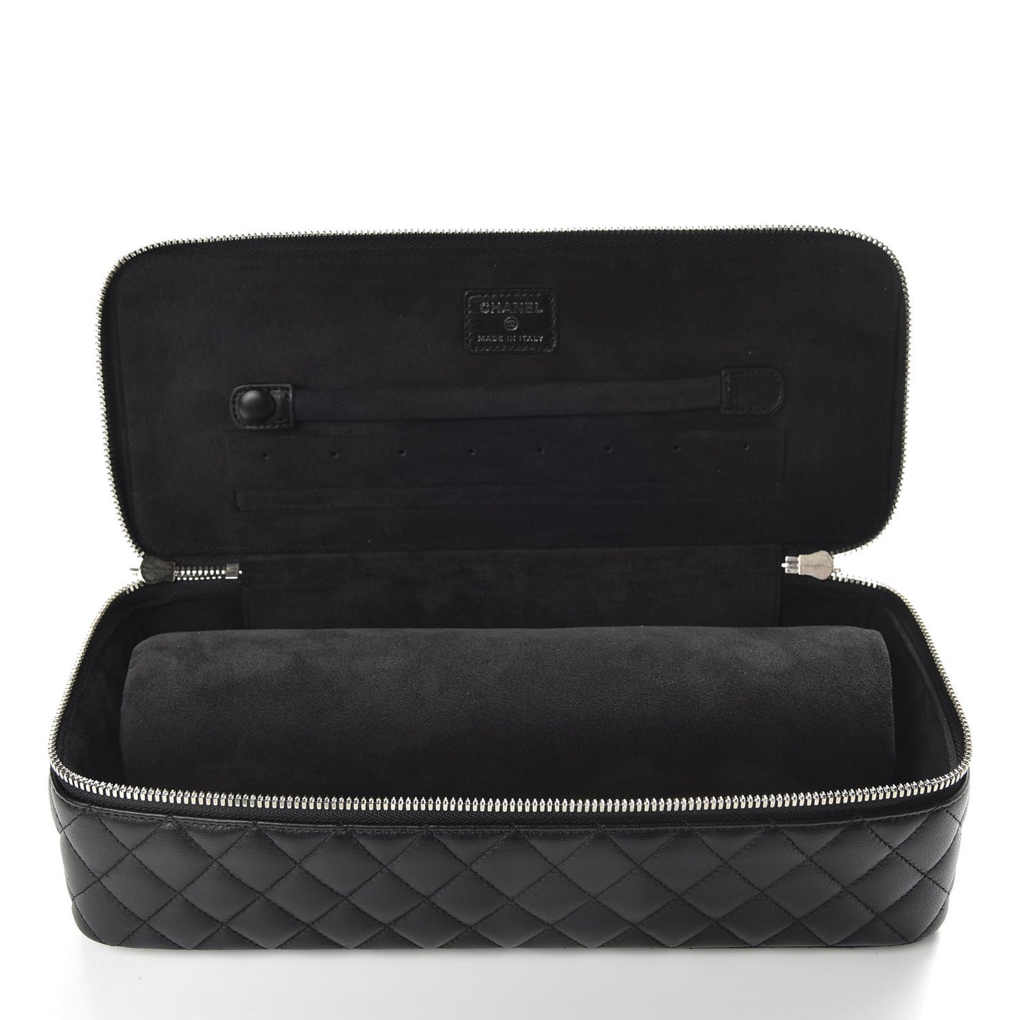 Lambskin Quilted Large Jewelry Case Black
