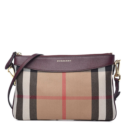 Burberry House Check Derby Peyton Crossbody Clutch Bag Mahogany Red 1 of 12