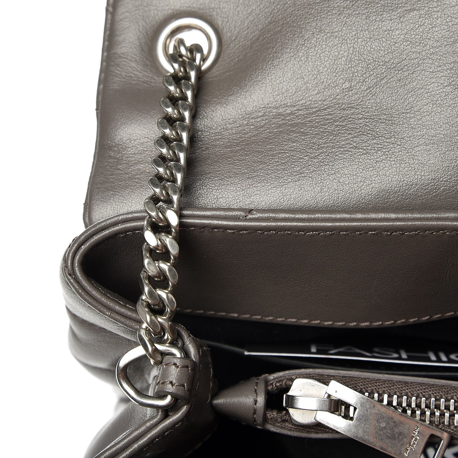 Saint Laurent Calfskin Y Quilted Monogram Small Loulou Chain Satchel Earth 9 of 9