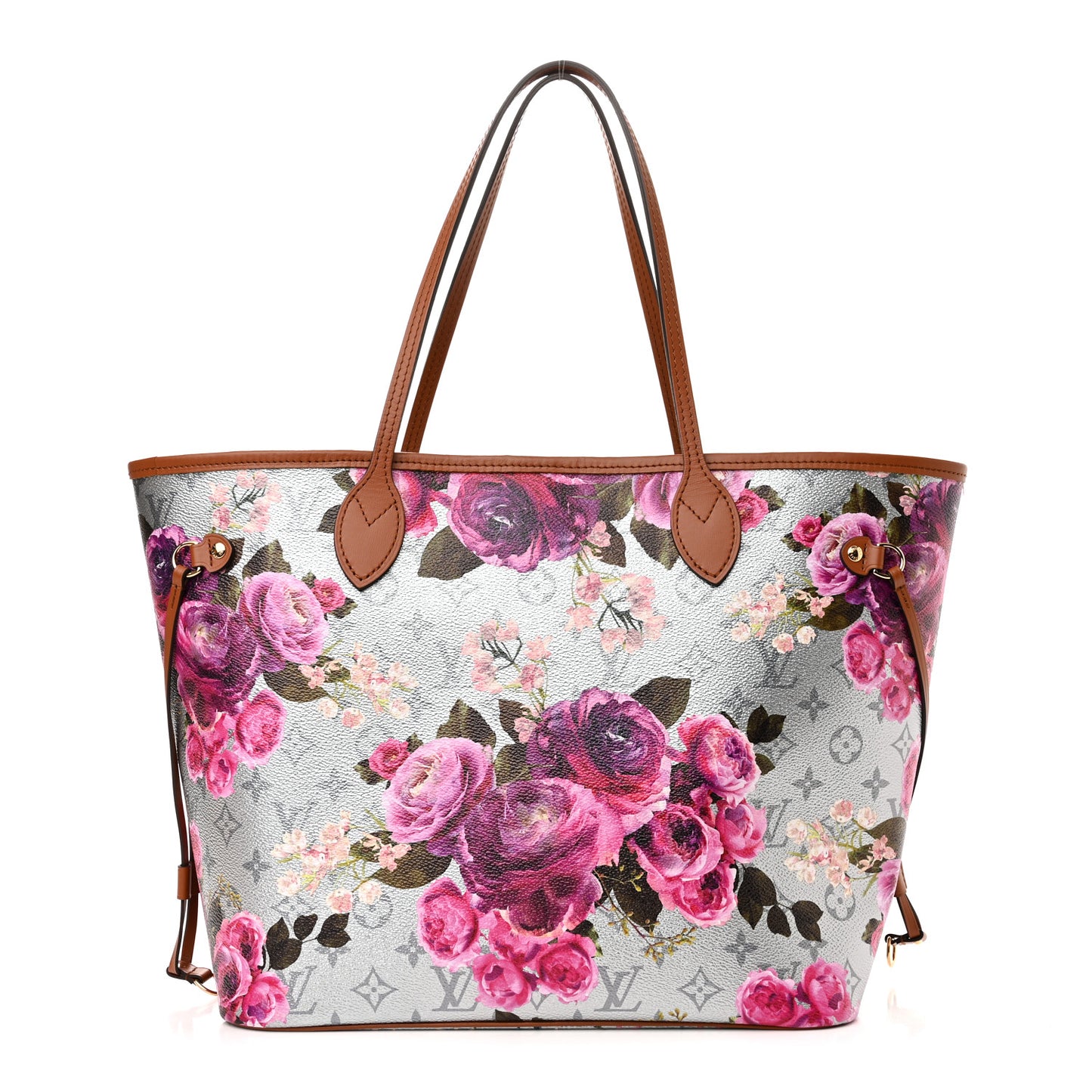 Metallic Monogram LV Garden Neverfull MM Silver