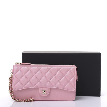 Chanel Iridescent Caviar Quilted Classic Pouch With Handle Rose Pink 10 of 10