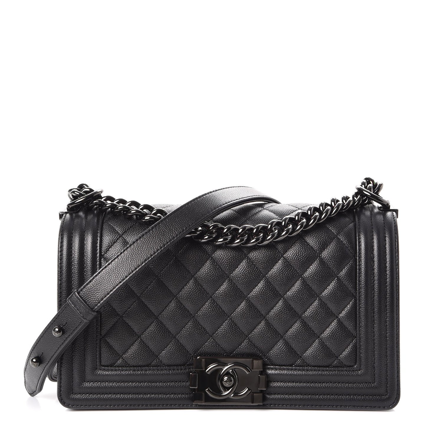 Caviar Quilted Medium Boy Flap So Black