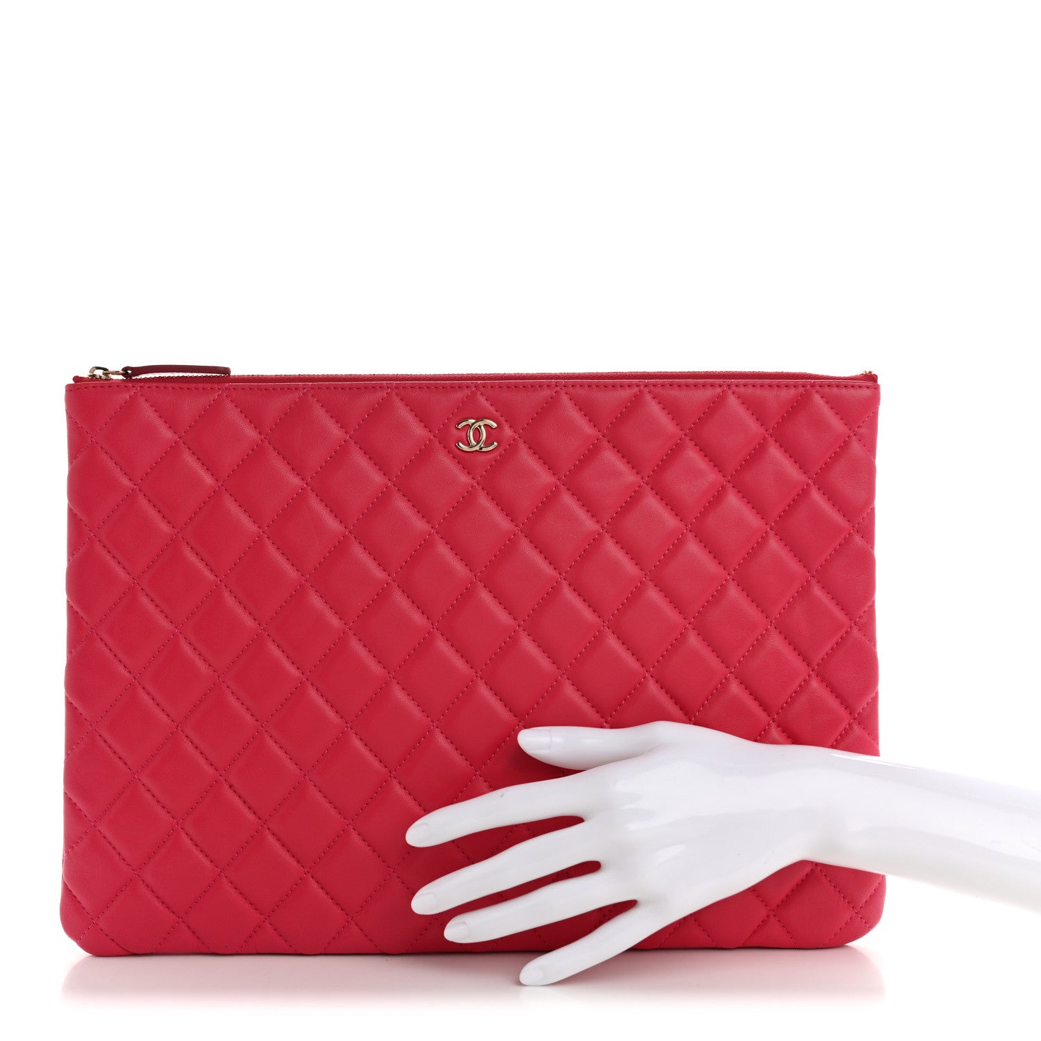 Chanel Lambskin Quilted Large Cosmetic Case Fuchsia 2 of 9