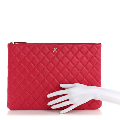 Chanel Lambskin Quilted Large Cosmetic Case Fuchsia 2 of 9