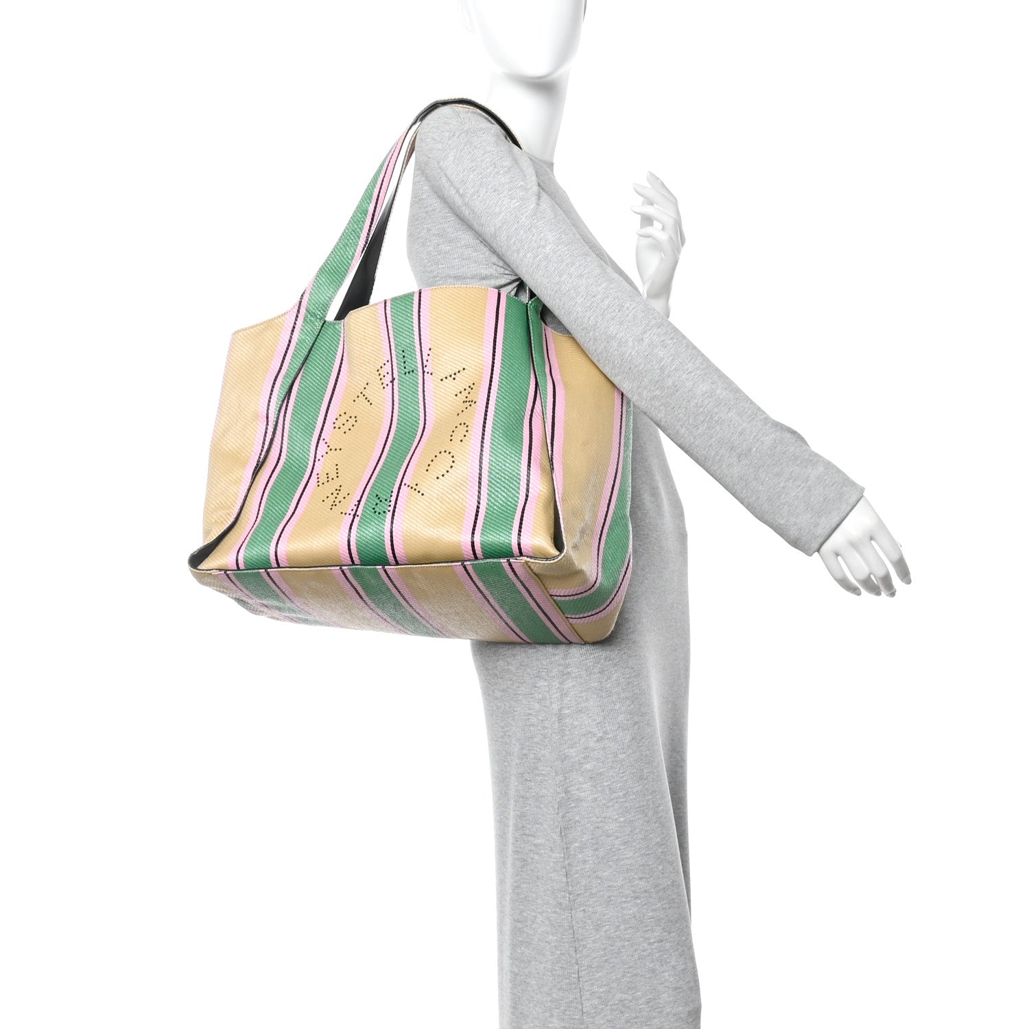 Stella McCartney Raffia Striped Logo Tote Multicolor 2 of 13