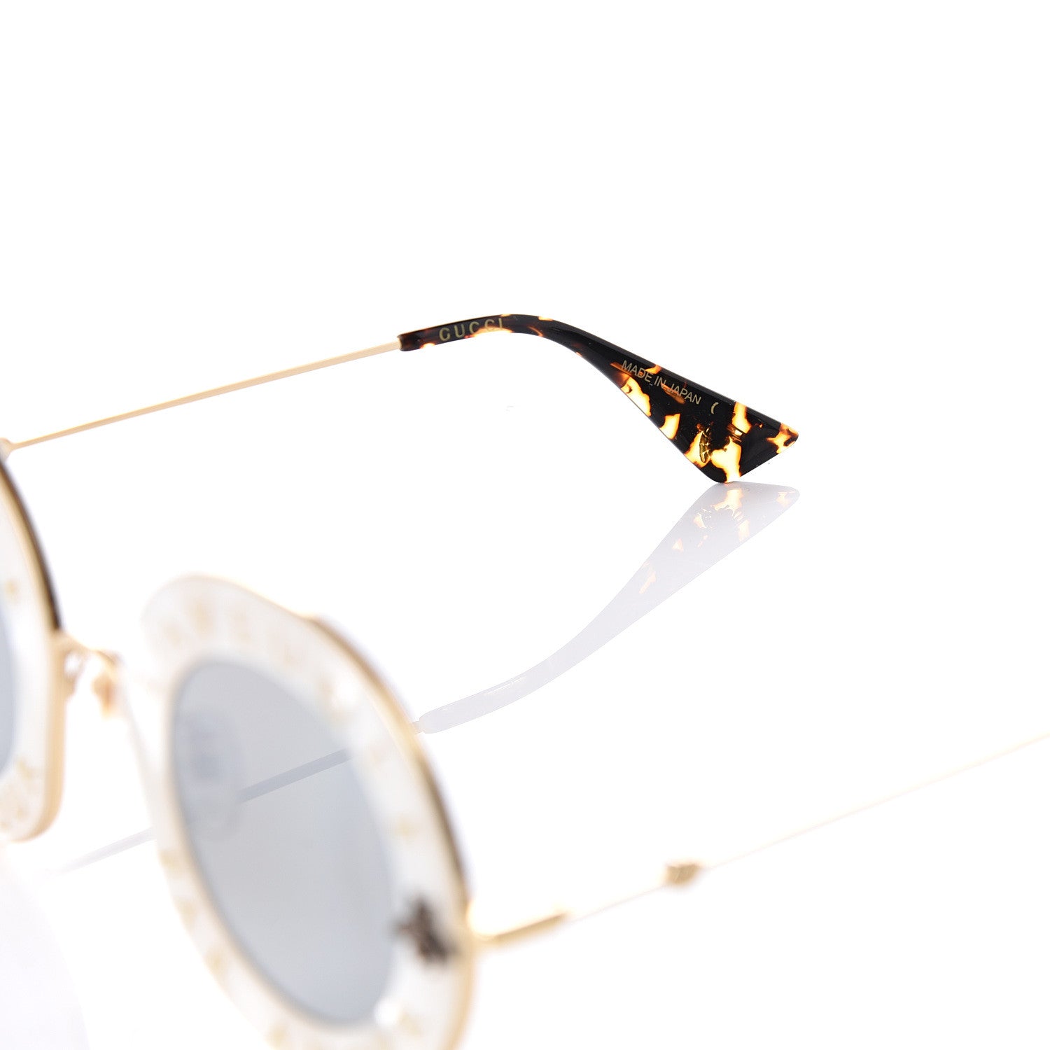 Gucci Metal L'Aveugle Par Amour Round Frame Sunglasses GG0113S White 5 of 8
