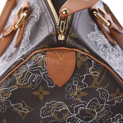 Louis Vuitton Monogram Dentelle Speedy 30 Silver 5 of 8