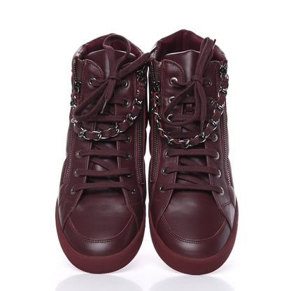 Chanel Lambskin Zipped Chain CC Sneakers 41 Burgundy 5 of 10
