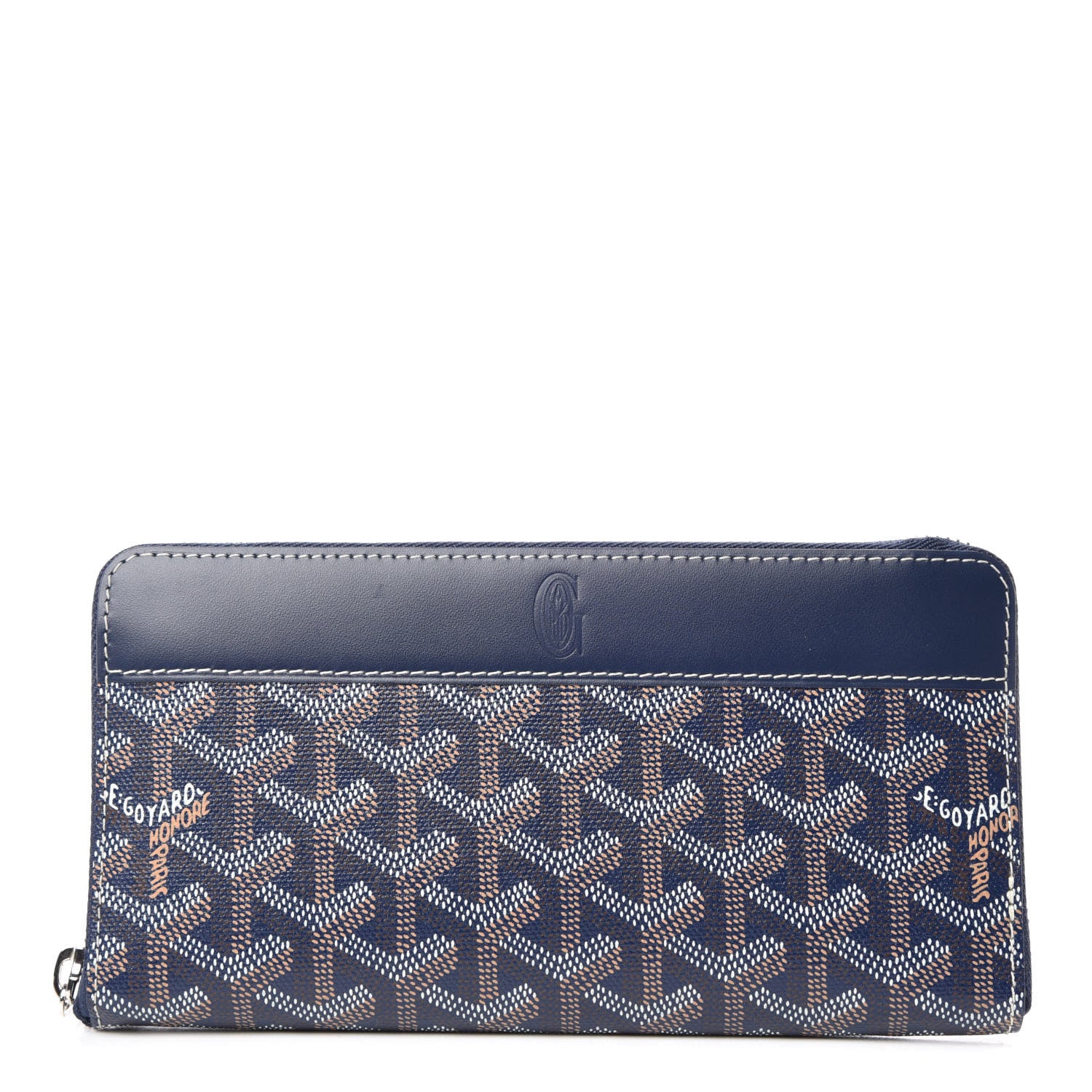 Goyard Goyardine Matignon Zip Around GM Wallet Navy 1 of 9