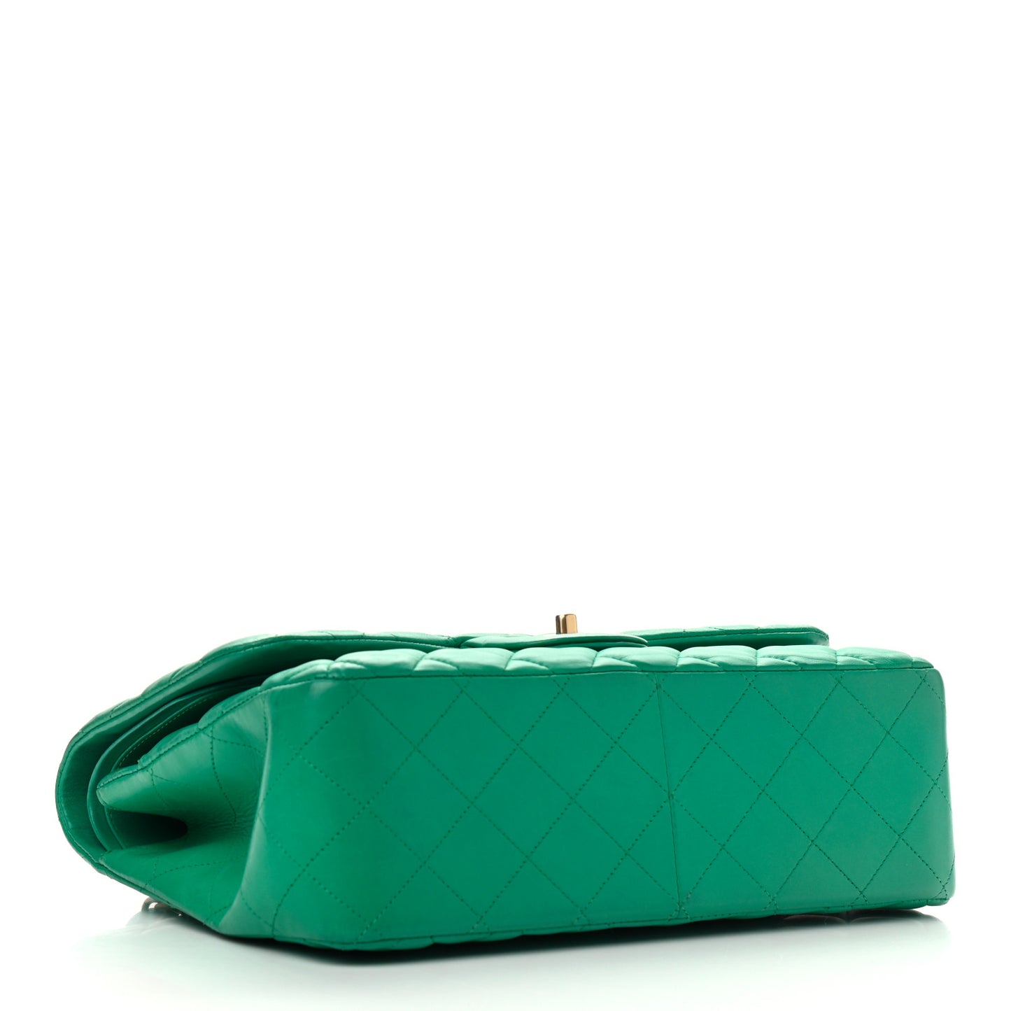 Lambskin Quilted Jumbo Double Flap Green