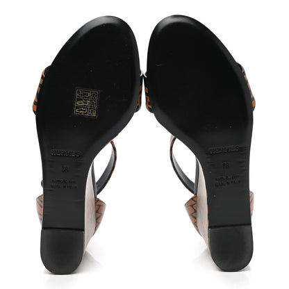 Hermes Calfskin Printed Acapulco Wedge Sandals 38 Black Naturel 5 of 9