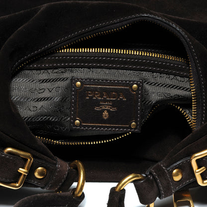 Prada Suede Hobo Moro Brown 5 of 8