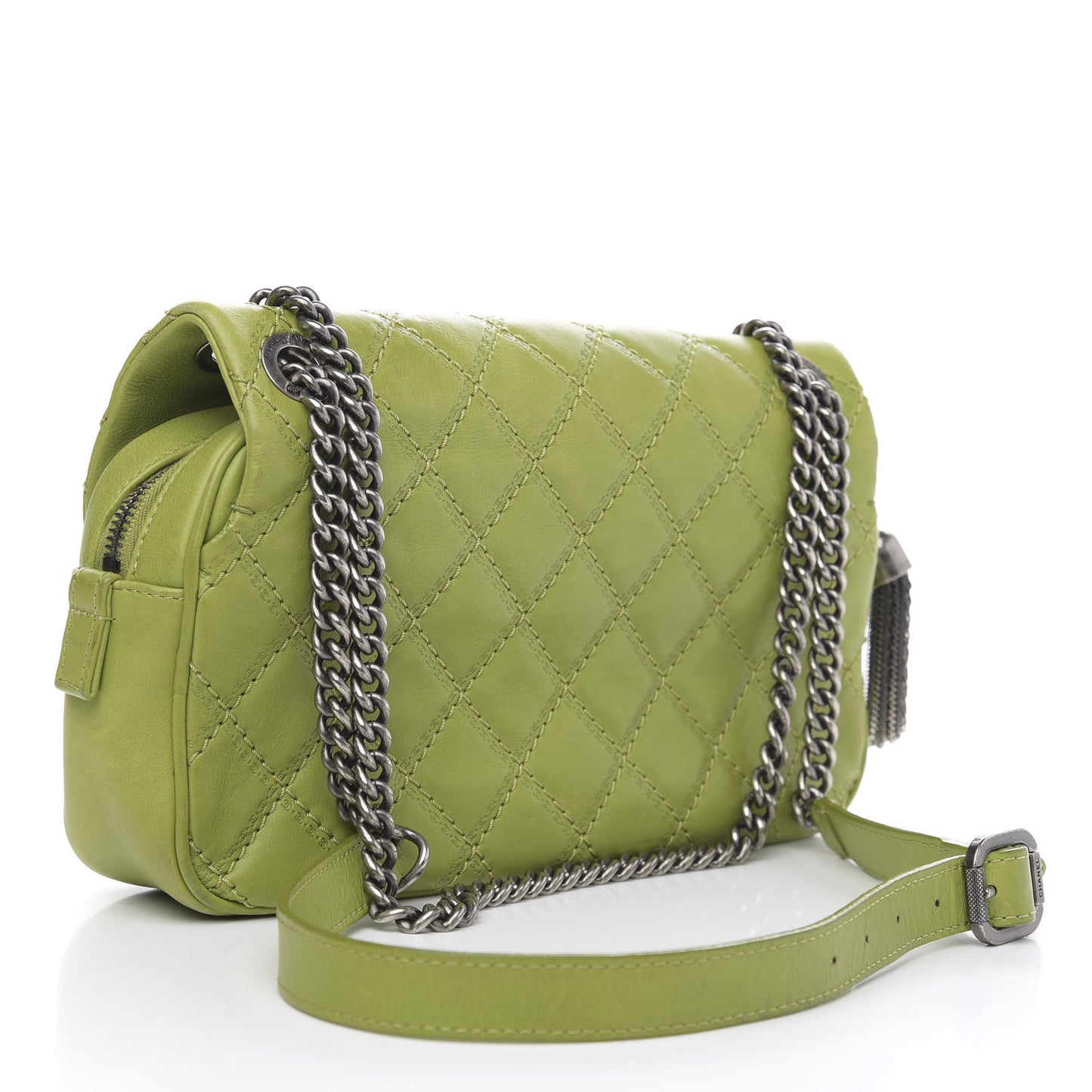 Calfskin Quilted Medium Coco Sporran Flap Green