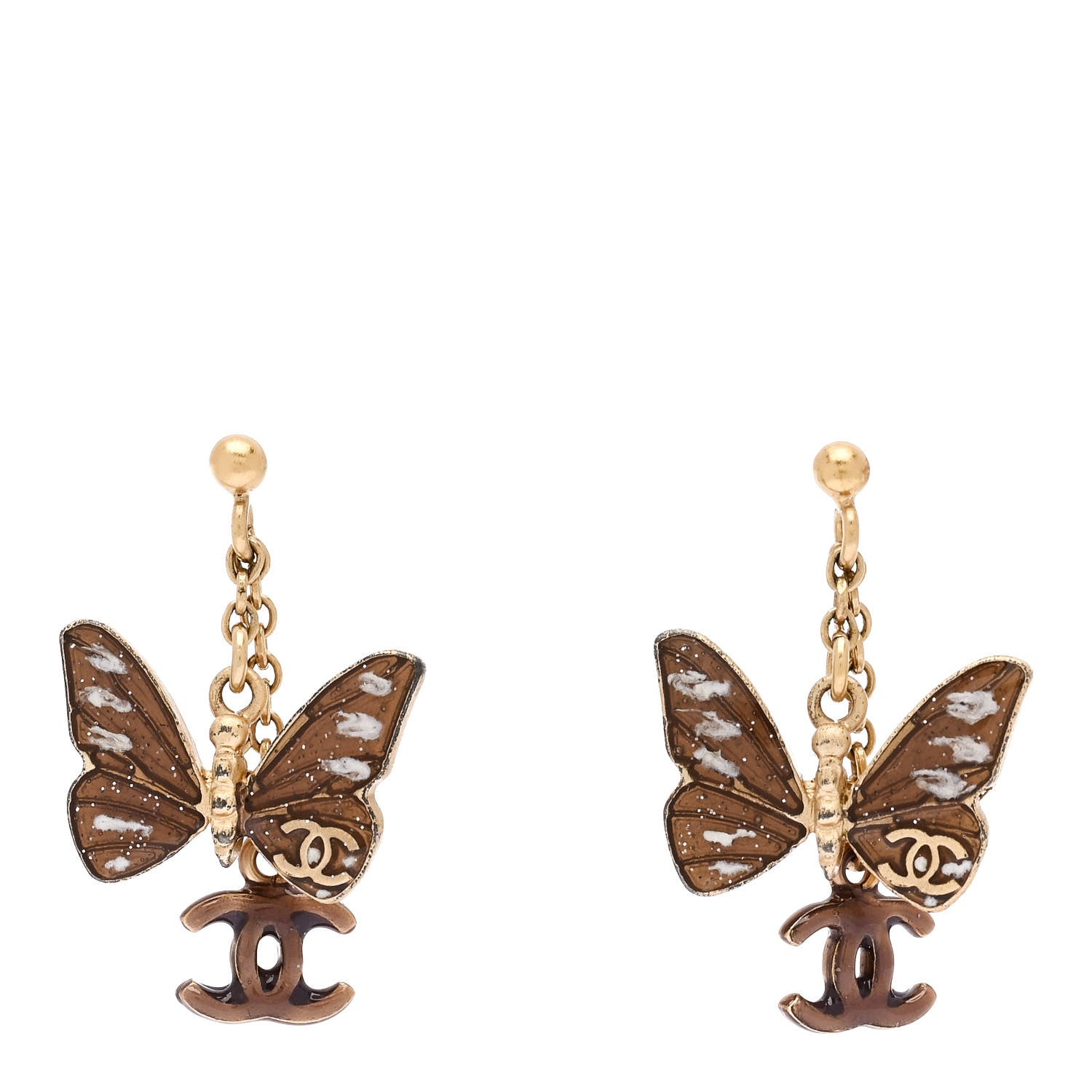Chanel Butterfly Earrings Gold 1 of 4