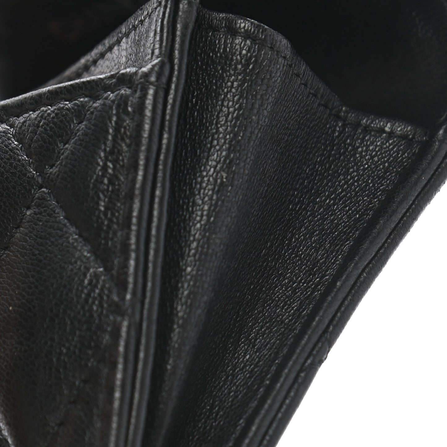 Lambskin Quilted Flap Card Holder Black
