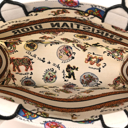 Christian Dior Canvas Embroidered Dragon Zodiac Medium Book Tote White Multicolor 5 of 11