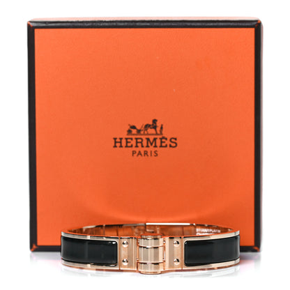 Hermes Enamel Charniere Uni Narrow Hinged Bracelet M Black 6 of 6