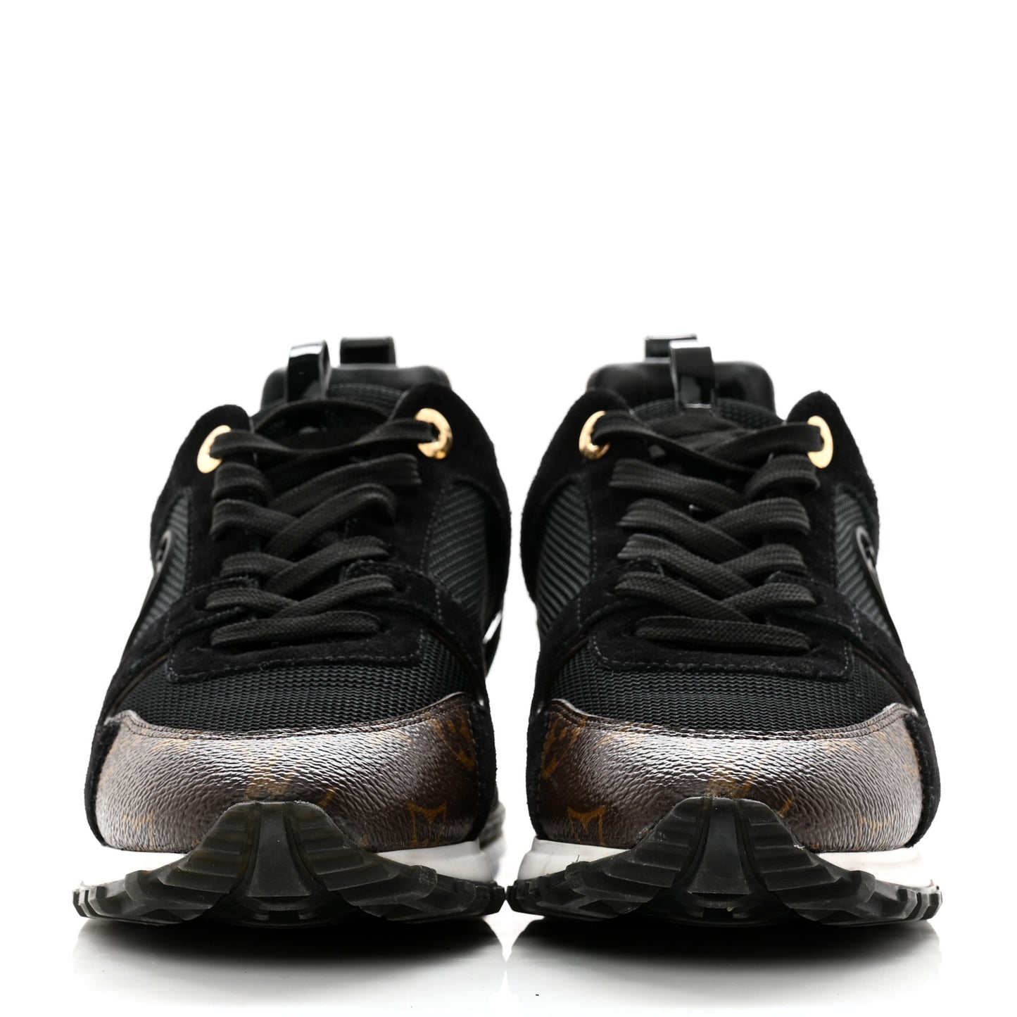 Suede Monogram Run Away Sneakers 38 Black
