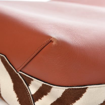 Celine Shiny Smooth Calfskin Felt Zebra Printed Small Twisted Cabas Chalk Brick 11 of 11
