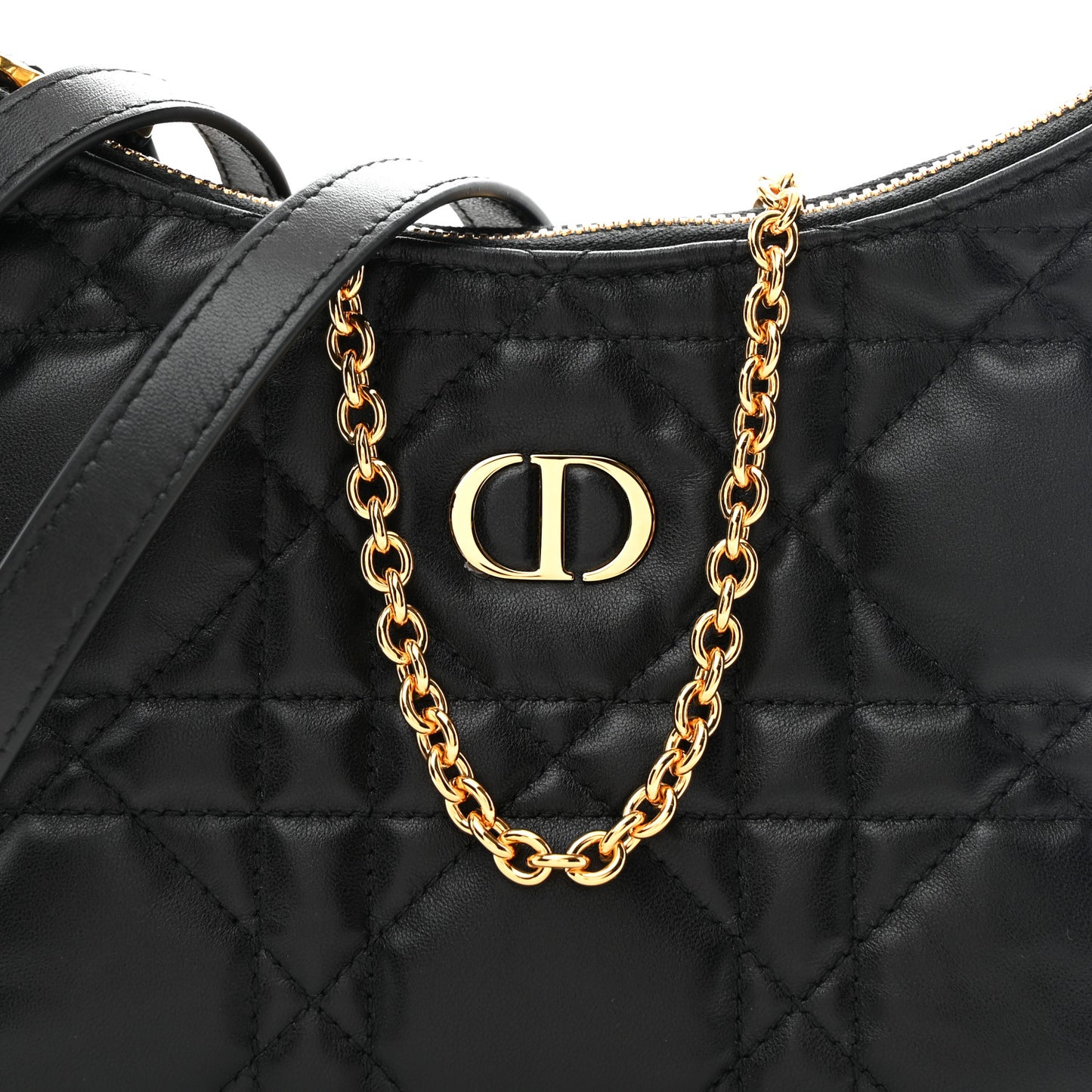 Calfskin Macrocannage Miss Caro Diorling Mini Bag with Chain Black