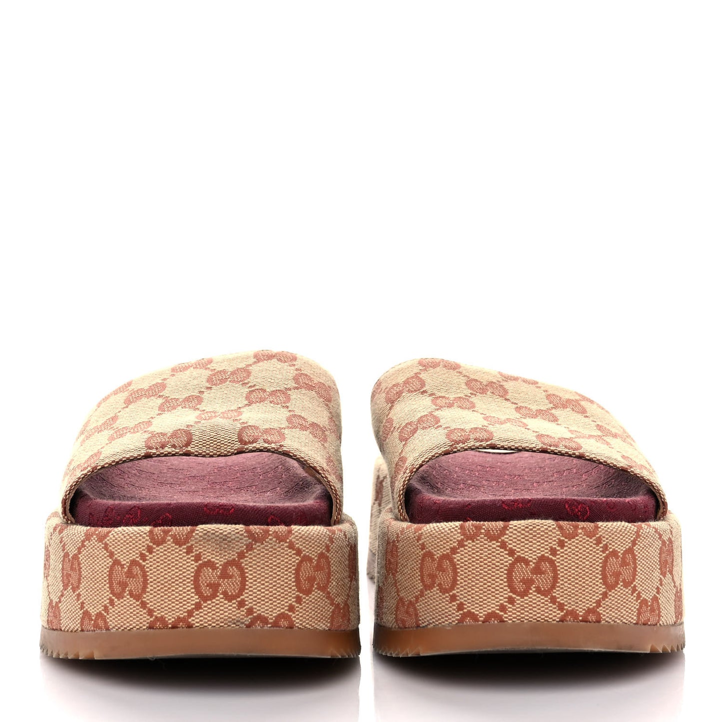 Canvas GG Monogram Angelina Platform Slide Sandals 36.5 Beige Ruggine