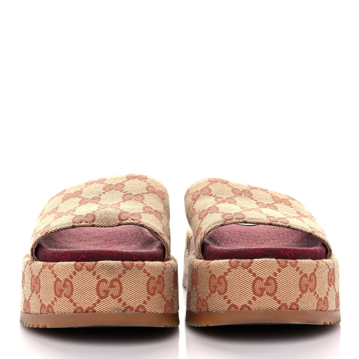 Gucci Canvas GG Monogram Angelina Platform Slide Sandals 36.5 Beige Ruggine 2 of 8