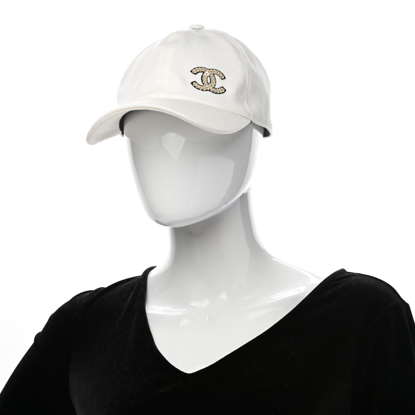 Cotton Sequin CC Cap Hat Ivory