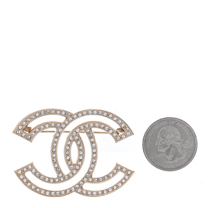 Chanel Crystal CC Brooch Light Gold 2 of 7
