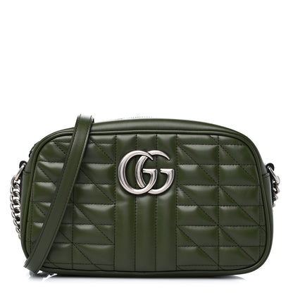 Gucci Calfskin Matelasse Aria Small GG Marmont Chain Shoulder Bag Military Wood 1 of 10