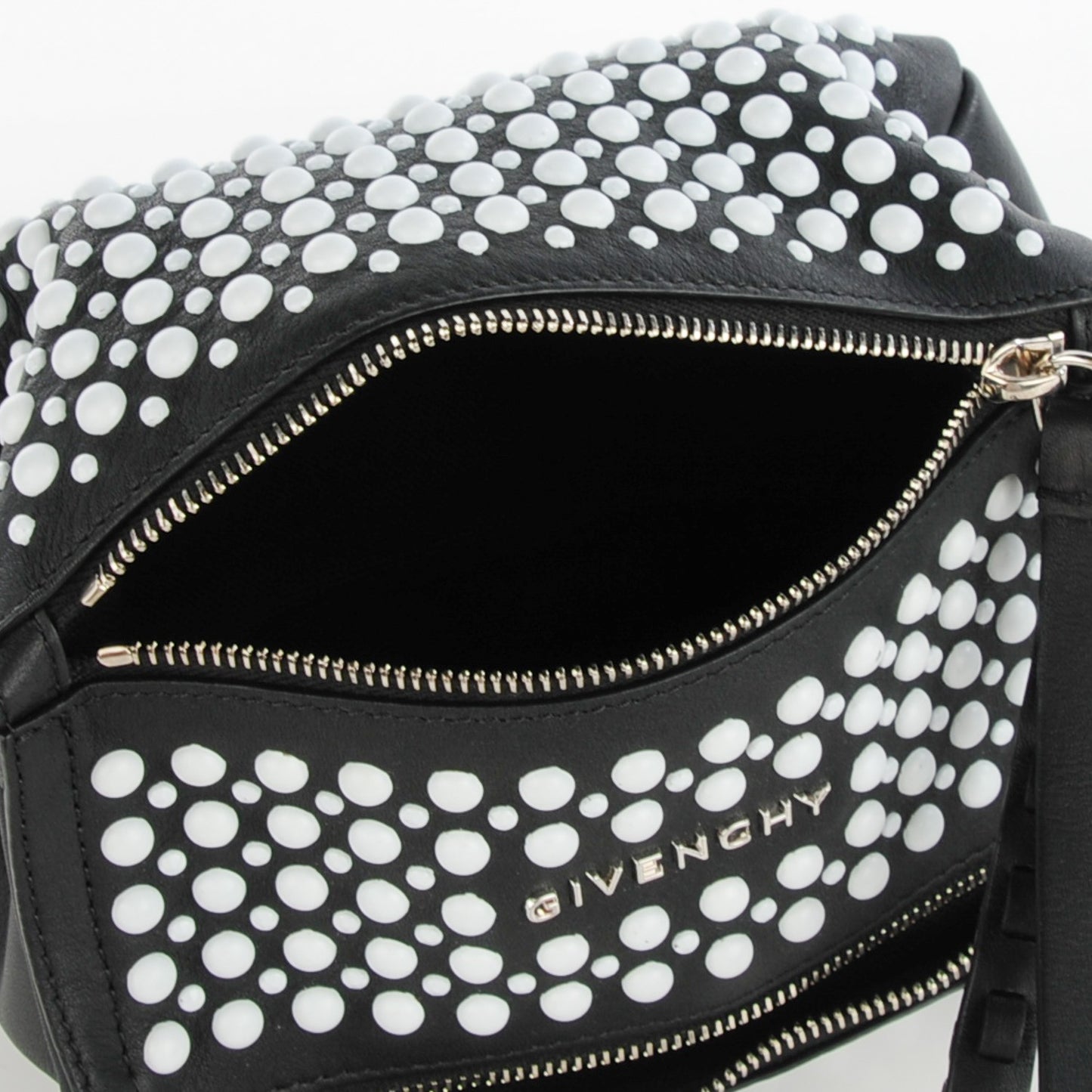 Calfskin Studded Pandora Wristlet Black