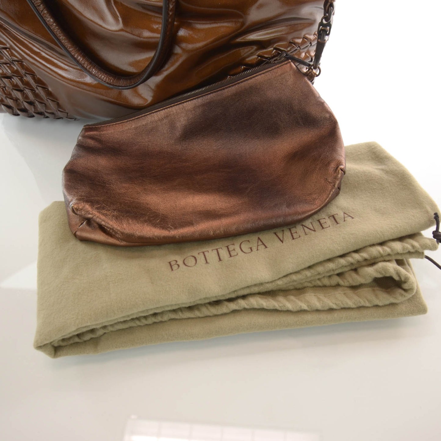 Vernice Grosgrain Intrecciato Tote Copper