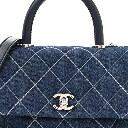 Chanel Denim Quilted Mini Coco Handle Flap Blue 20 of 40