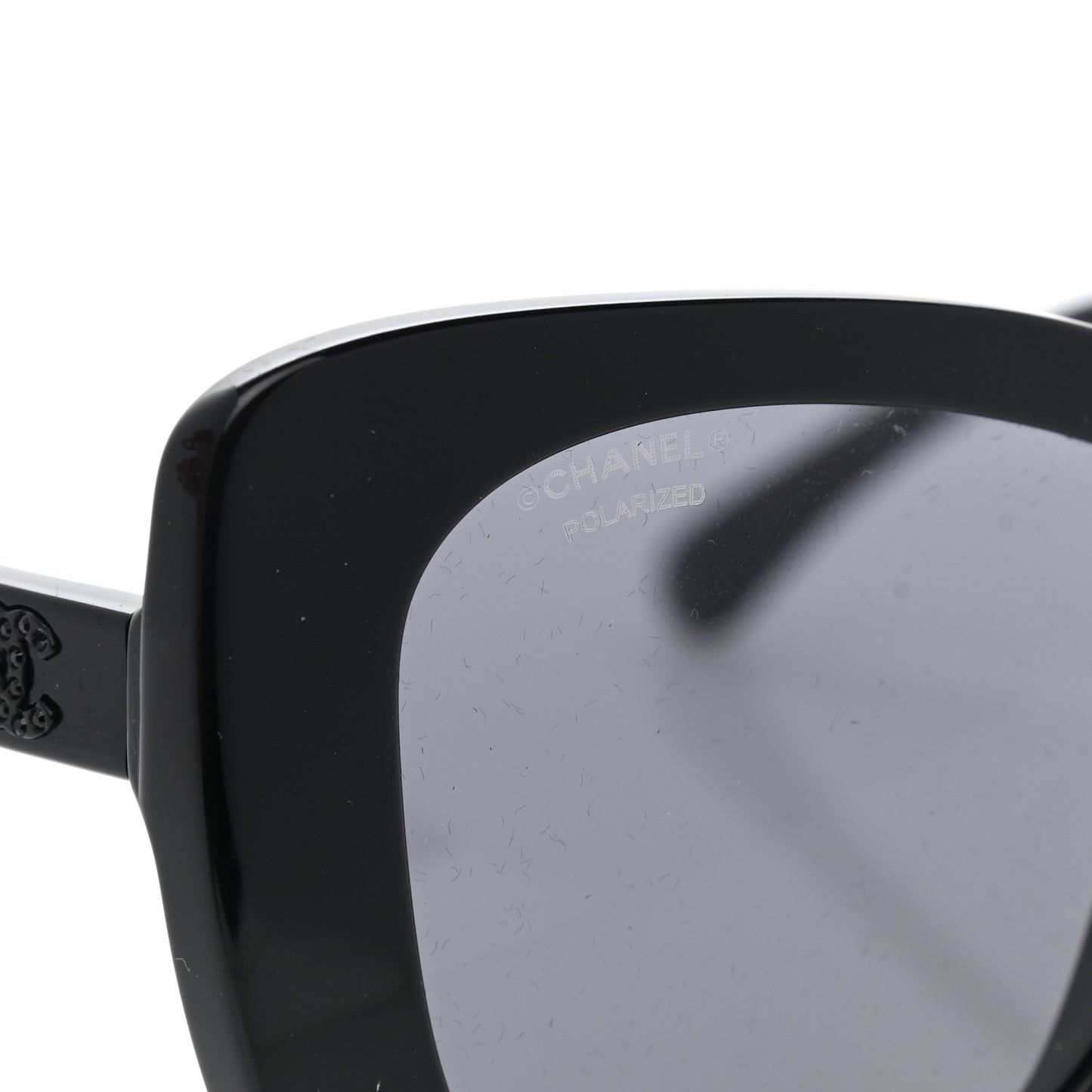 Acetate Strass Polarized Square Sunglasses 5422-B Black