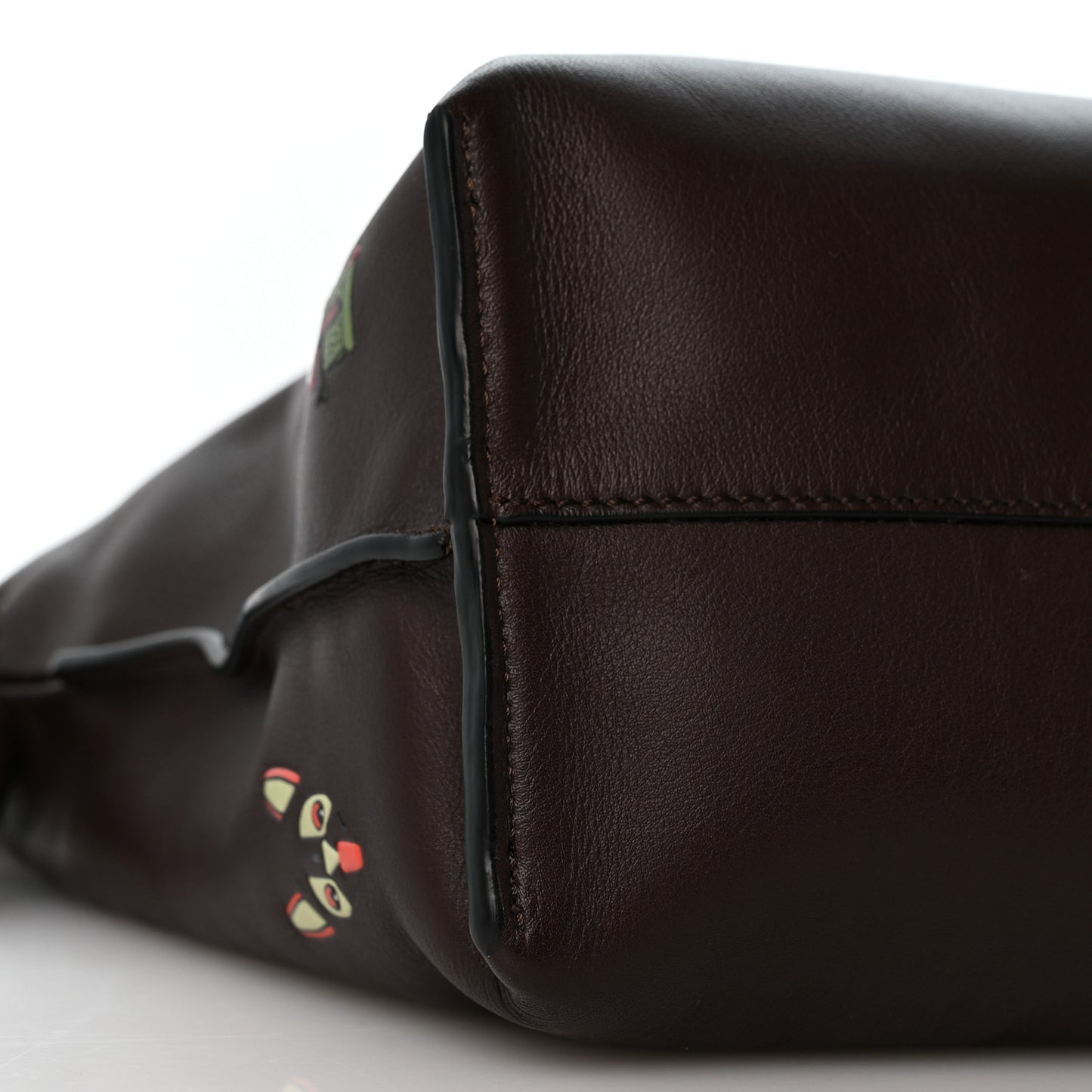 X Louis Wain Calfskin Futurist Cats Medium Flamenco Knot Clutch Brown